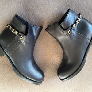 Salvatore Ferragamo Wedged Heels Black Leather Anfle Boots Booties Women 36.5